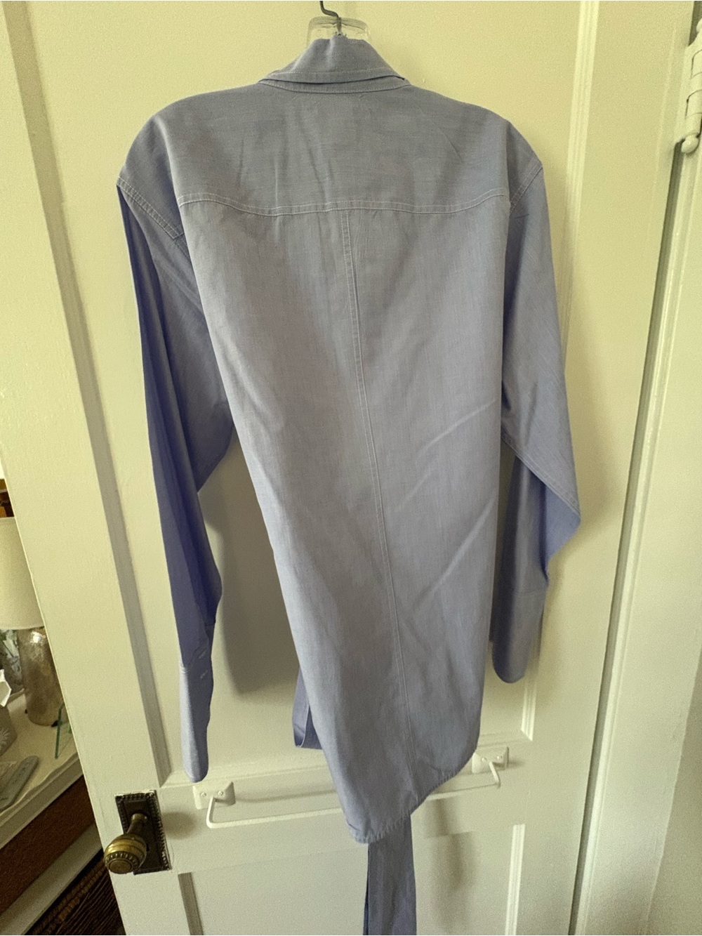 J.Crew Thomas Mason Tie-Waist Button-Up Shirt Blue Size 14 J8631 - Picture 5 of 12